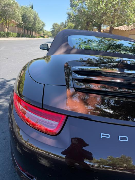 Porsche 911 Cabriolet rear deck and taillight after two-stage paint correction